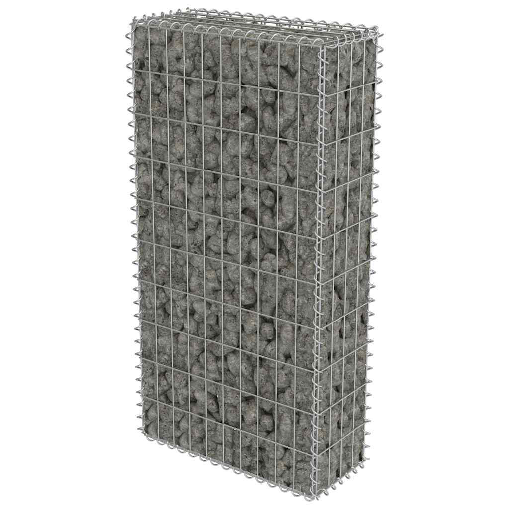 GABIONENWAND Mit Abdeckung Verzinkter Stahl 50/20/100 Cm - Silberfarben, Metall (20/100cm) - vidaXL