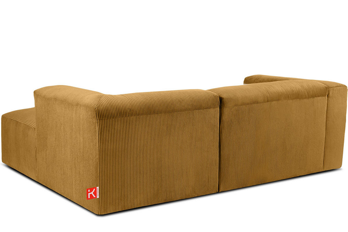 ECKMODULSOFA-RECHTS BUFFO 3/4 Sitzer mit extrem weicher Sitzfläche, Kordstoff, gelb - Gelb, Textil (237/180cm) - KONSIMO®