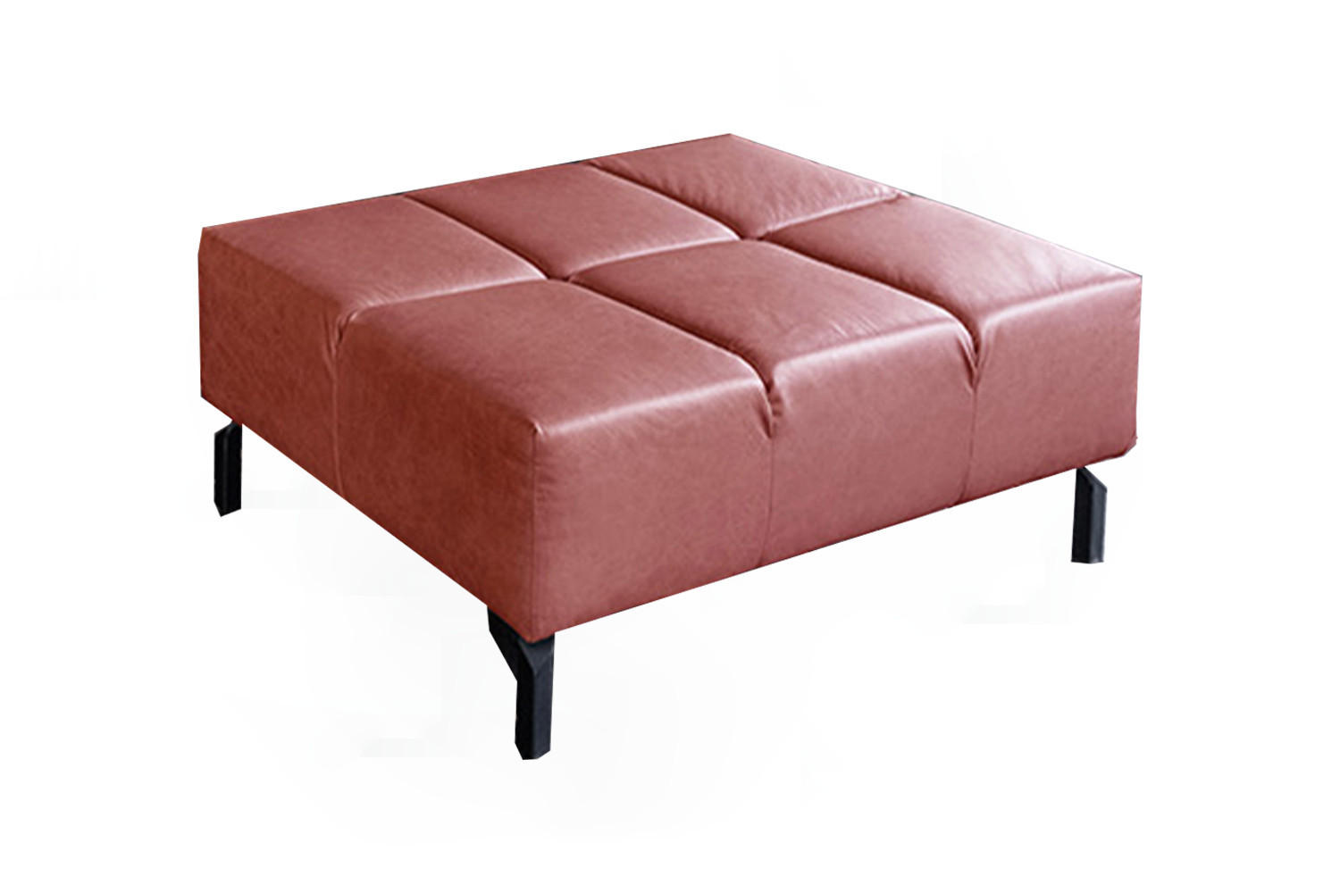 POLSTERHOCKER NELSON Rot Leder - Rot, Leder (107/43/71cm) - KAWOLA