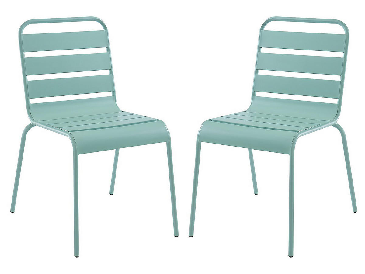 GARTENSTUHL - 47.5cm x 59cm - Stahl - mandelgrün - MIRMANDE - Grün, Metall (47.5/79/59cm) - Vente-Unique