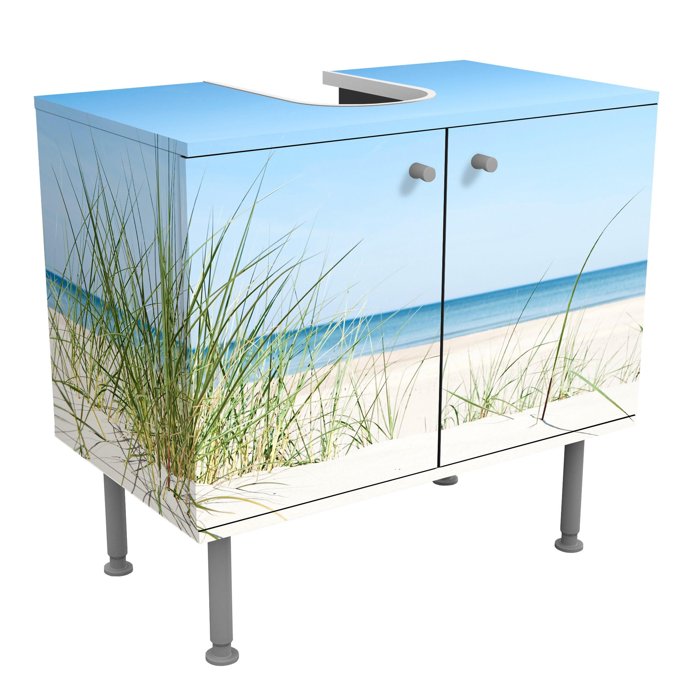 WASCHBECKENUNTERSCHRANK Ostseeküste 60/55/35 cm - Blau, Holzwerkstoff (60/55/35cm) - Bilderwelten