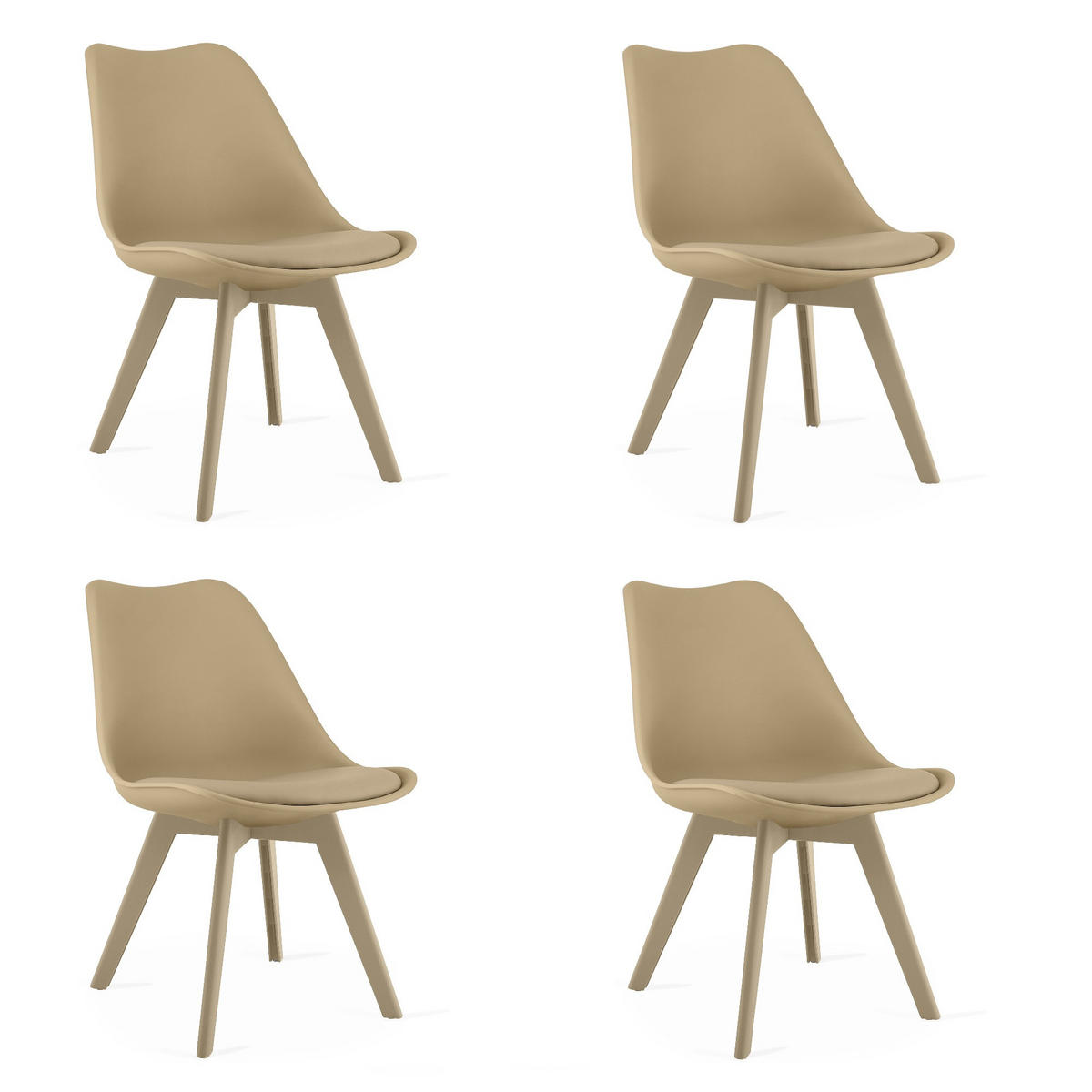 ESSZIMMERSTUHL 4-er Set RIKX dunkelbeiger Sitz, beige Beine - Beige, Leder (49/82/43cm) - Valora