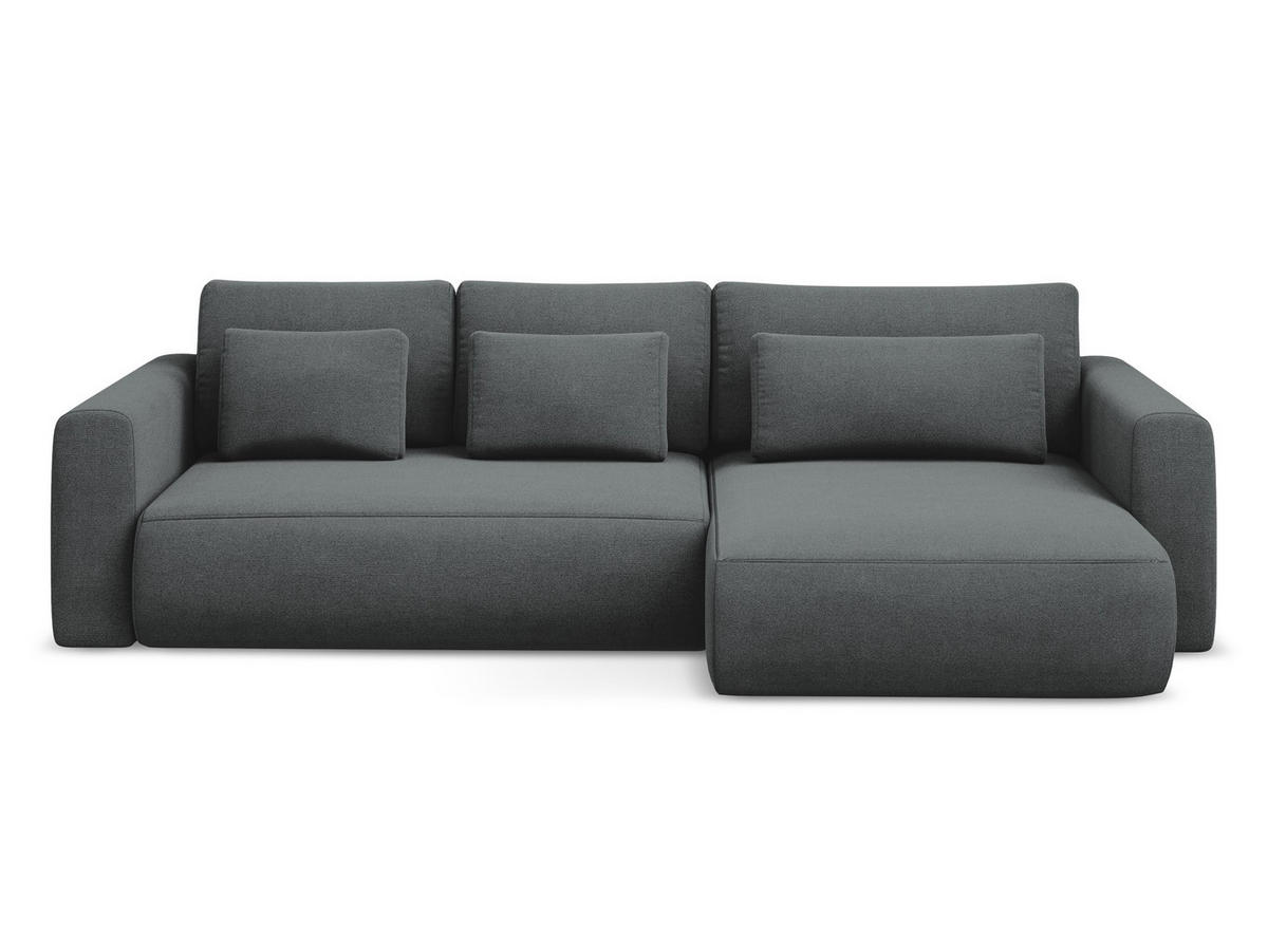ECKSOFA mit Schlaffunktion Strukturstoff Stoff Grau - Schwarz/Grau, Kunststoff/Textil (278/149cm) - Makamii
