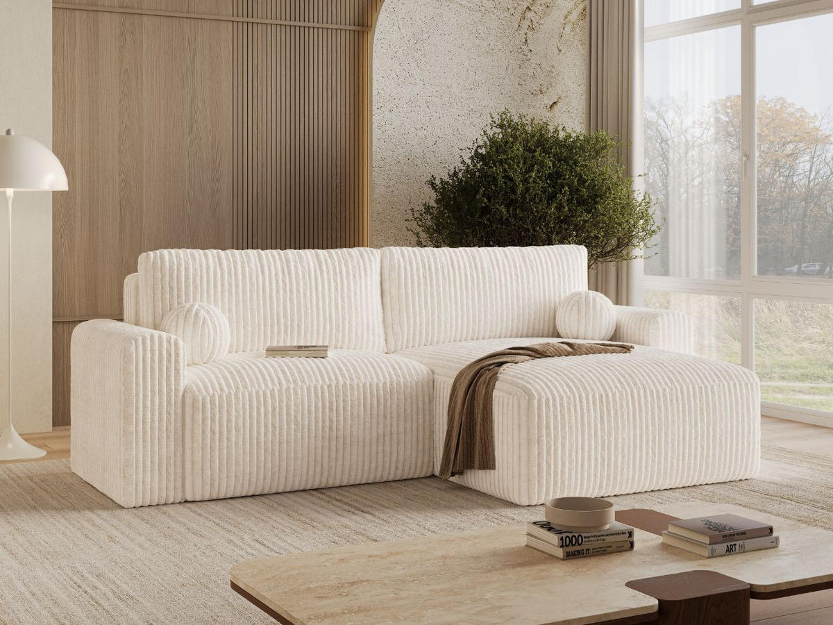 ECKSOFA Aurora Creme - Creme, Holz/Textil (259/145cm) - Graingold