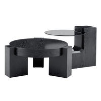 COUCHTISCH-SET 61/61/30 cm Schwarz aus Holzwerkstoff und Glas mit teilbarem 2-in-1 Design - Schwarz, Holzwerkstoff (61/61/30cm) - OKWISH