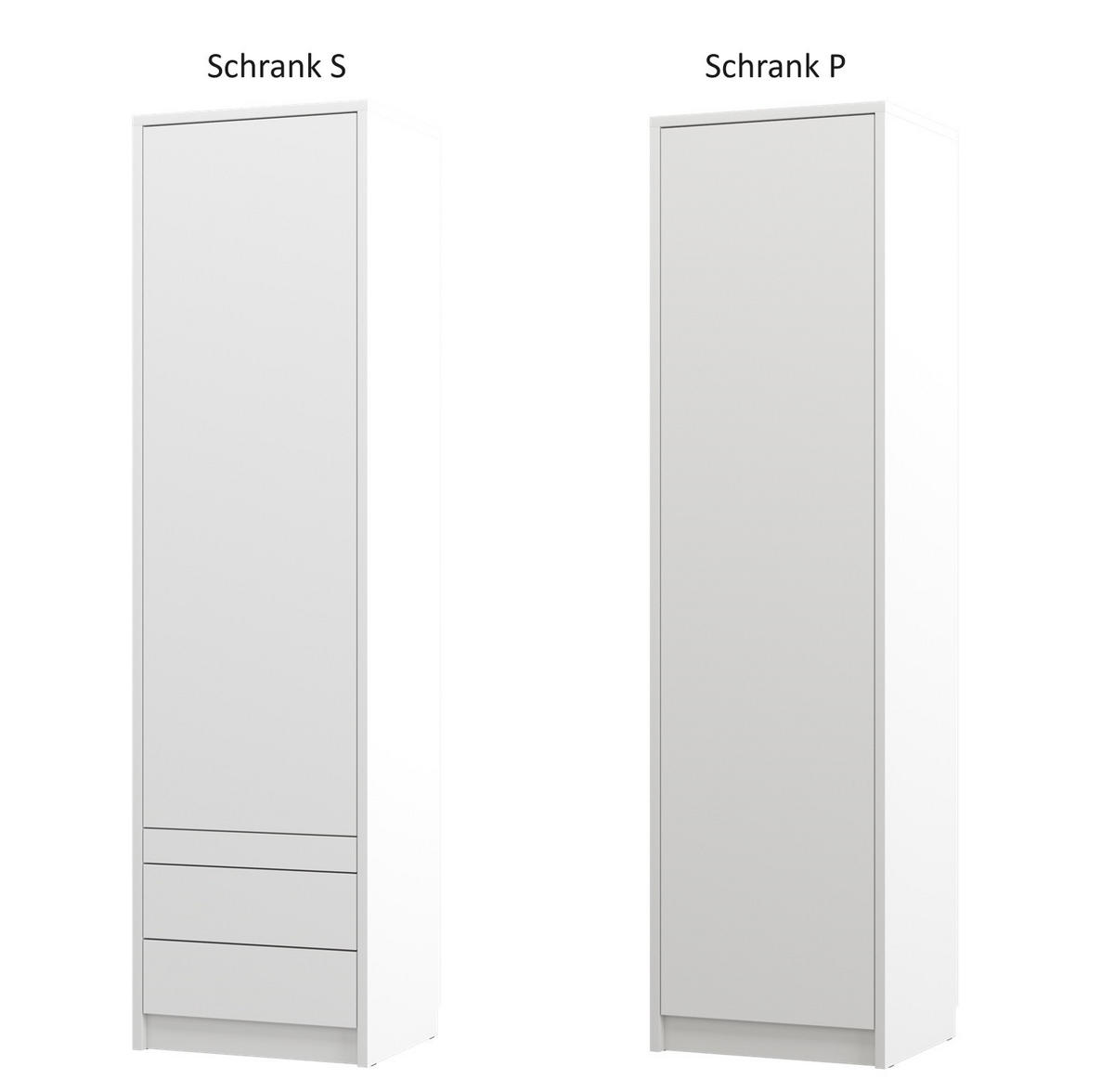 SCHRANKBETT Wandklappbett vertikal GN 160x200 mit 2 Schränken - 3-teilig - Weiß matt - Weiß, Holzwerkstoff (160/200cm) - QMM TraumMöbel