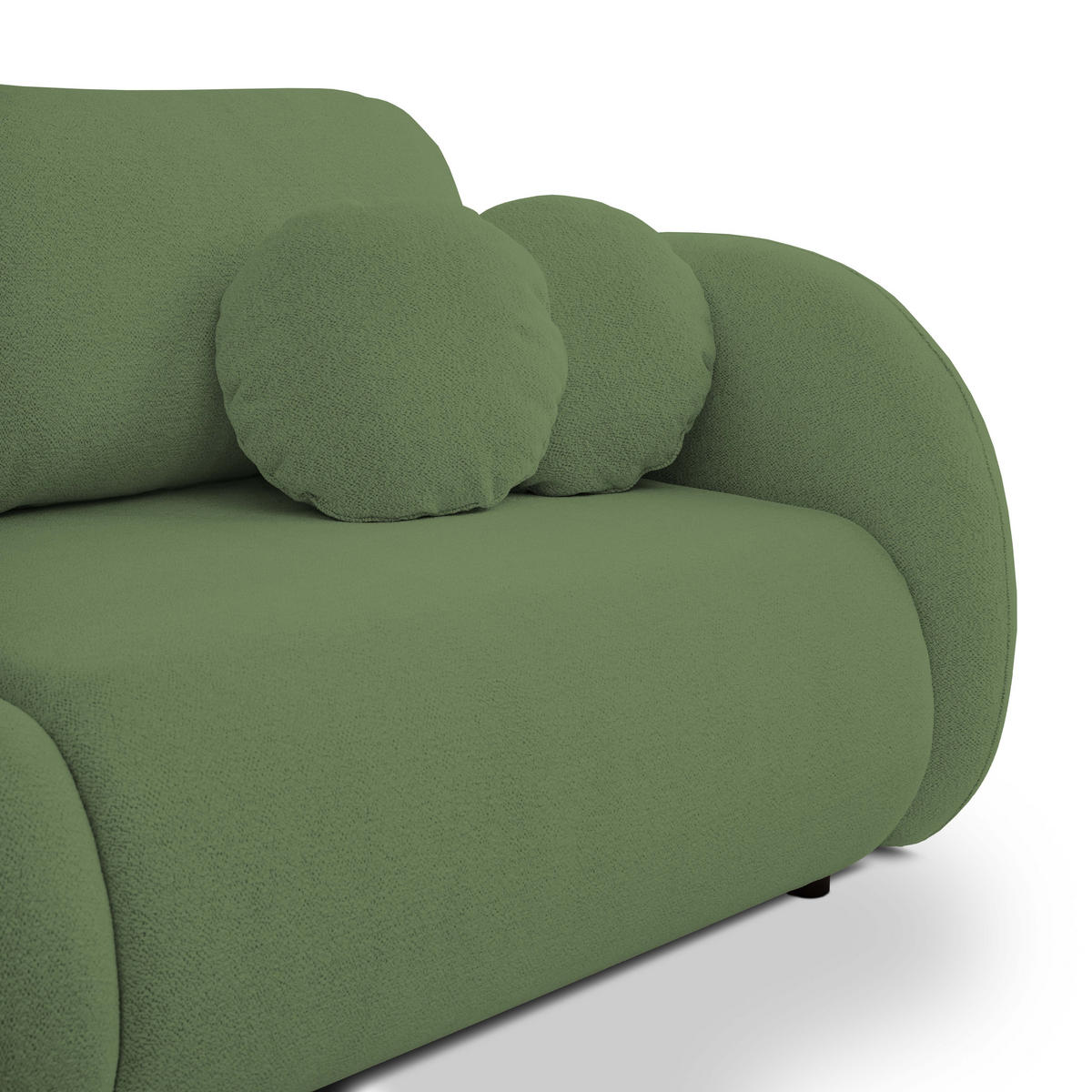 SOFA LOOP Schlaffunktion & Bettkasten PUR-Schaum Schwarze Kunststofffüße skandinavischer Stil lose Rückenkissen freistehend 234x112x86 cm Green - Grün, Holz/Textil (234/86/112cm) - DomoHome