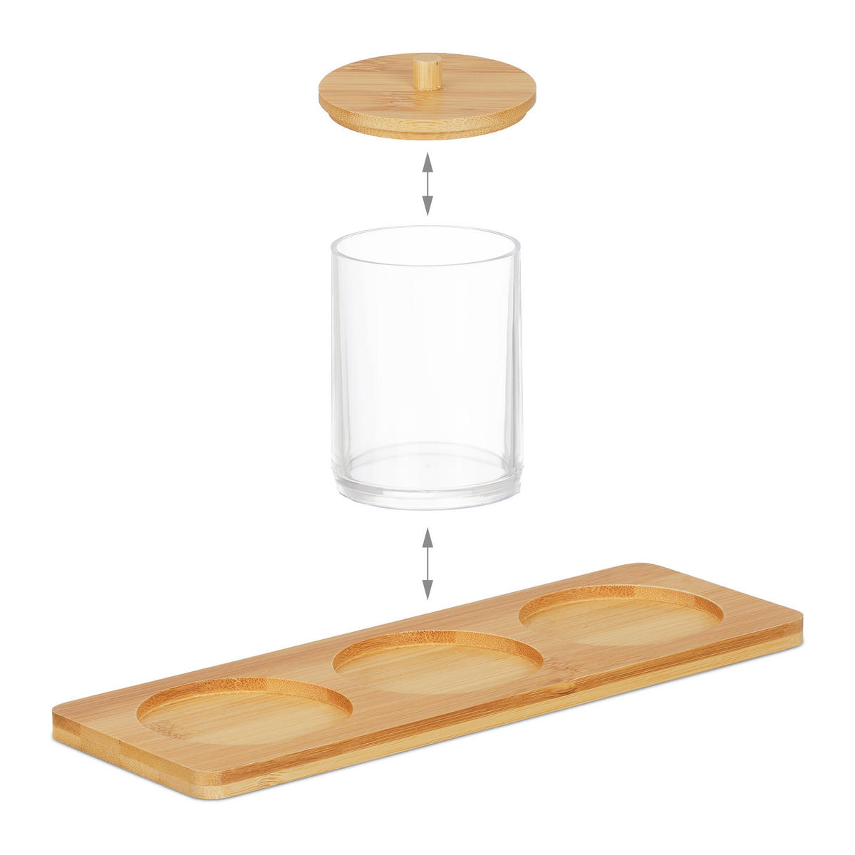 WATTESTÄBCHENBEHÄLTER - Multicolor, Holz/Kunststoff (27/11/9.5cm) - Relaxdays