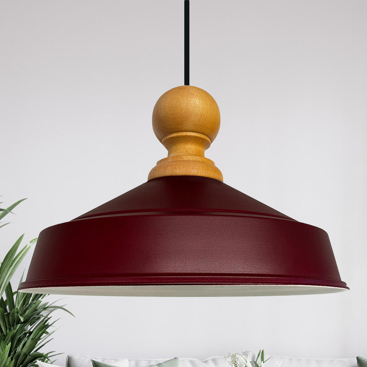 PENDELLEUCHTE Asletl 40/30 cm - Dunkelrot, Metall (40/30cm) - Bamyum