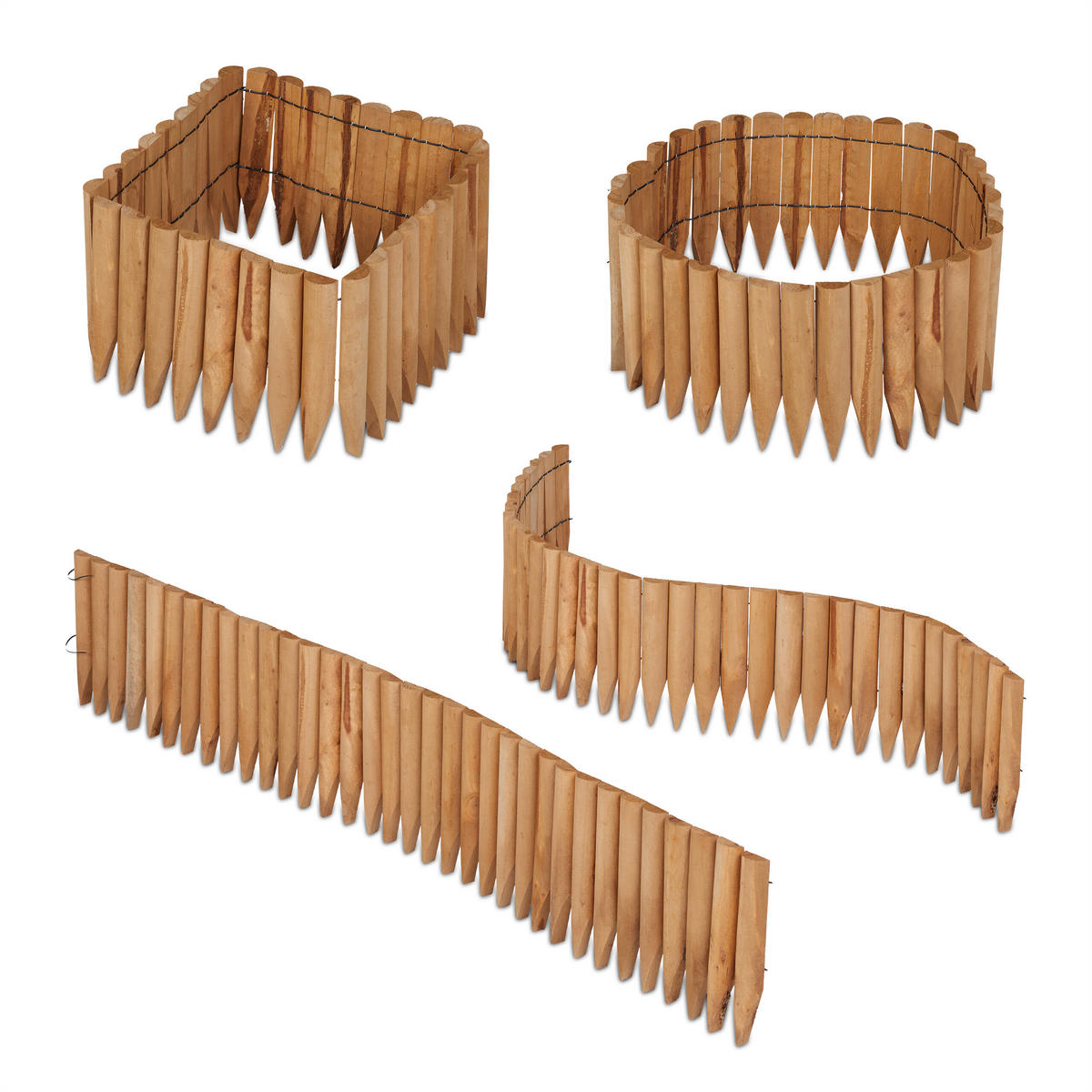 RASENKANTE - Hellbraun, Holz (120/20/2cm) - Relaxdays