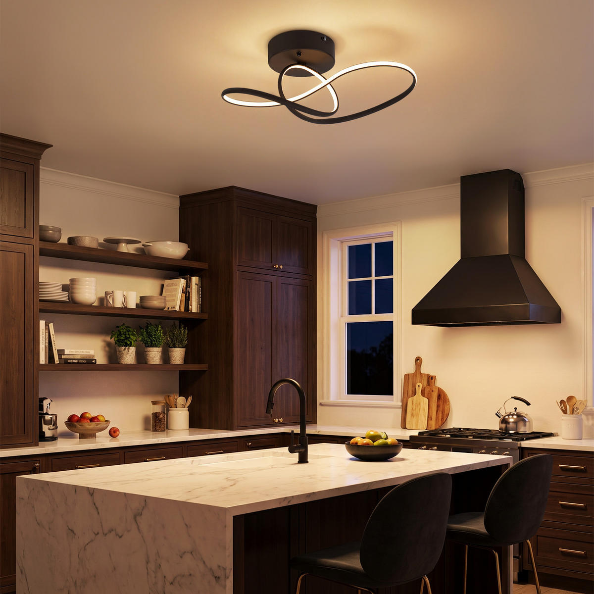 LED DECKENLEUCHTE Lyveth 41/19.5/16.5 cm - Schwarz, Kunststoff/Metall (41/19.5/16.5cm) - ZMH