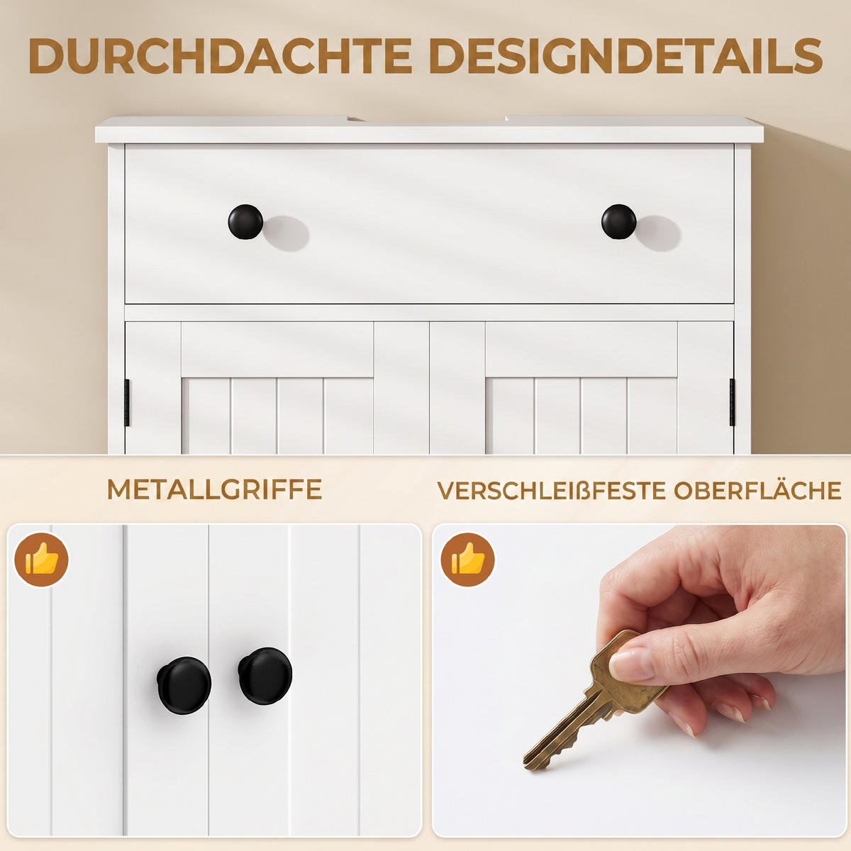 TVÄTTSTÄLLSUNDERSKÅP i MDF, vit - Vit, Träbaserade material/Metall (30/60/60cm) - HOMCOM