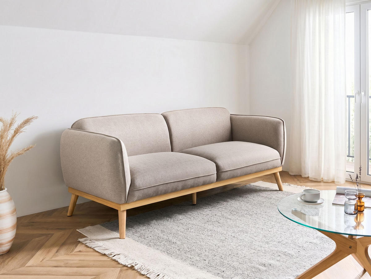 POHOVKA 3-místná Látka Světle hnědá Ljung - světle hnědá, textil (210/82/82cm) - Beliani