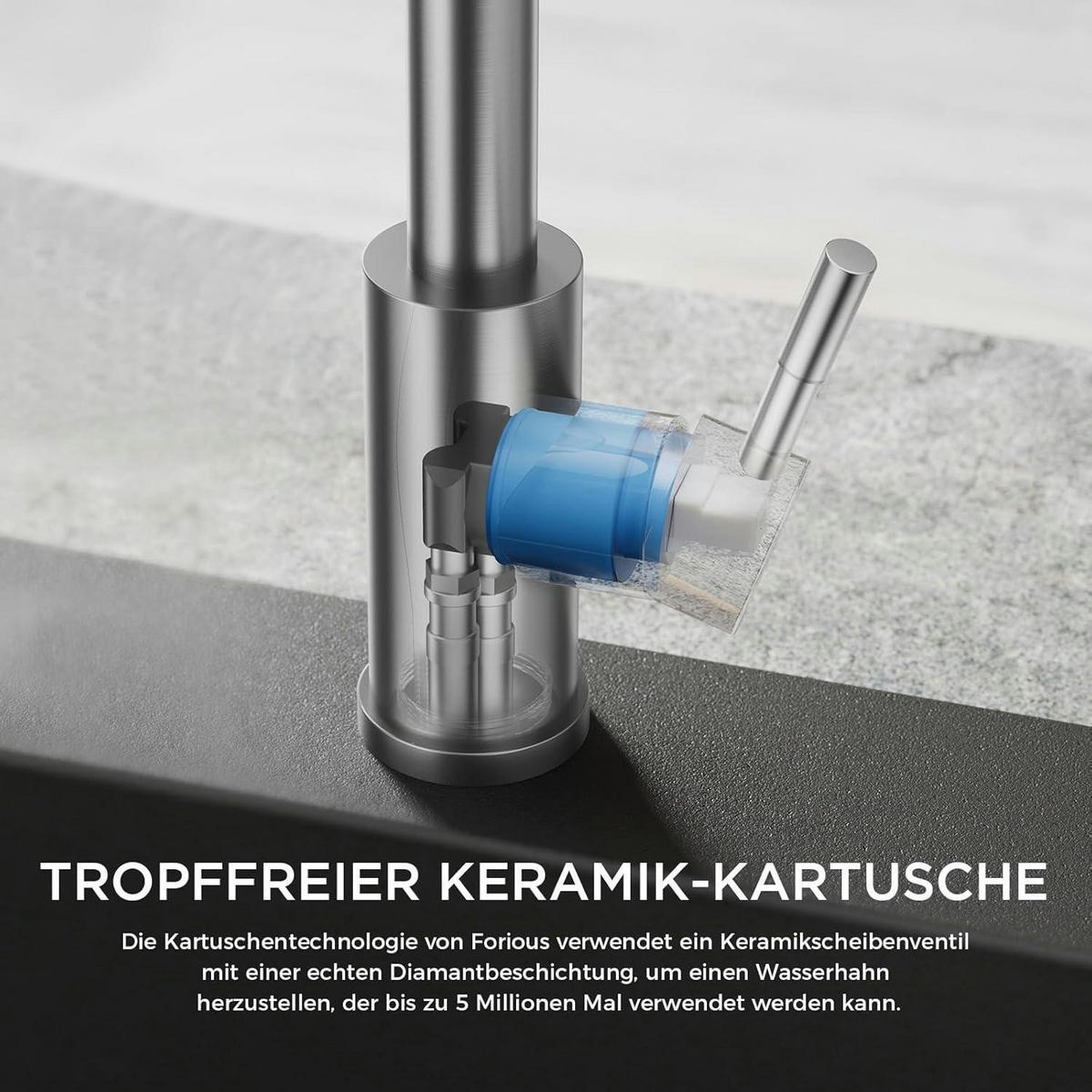 WASCHTISCHARMATUR Hoch 360° drehbar Edelstahl gebürstet 175 mm - Silberfarben, Metall (6.9/12.7/25cm)