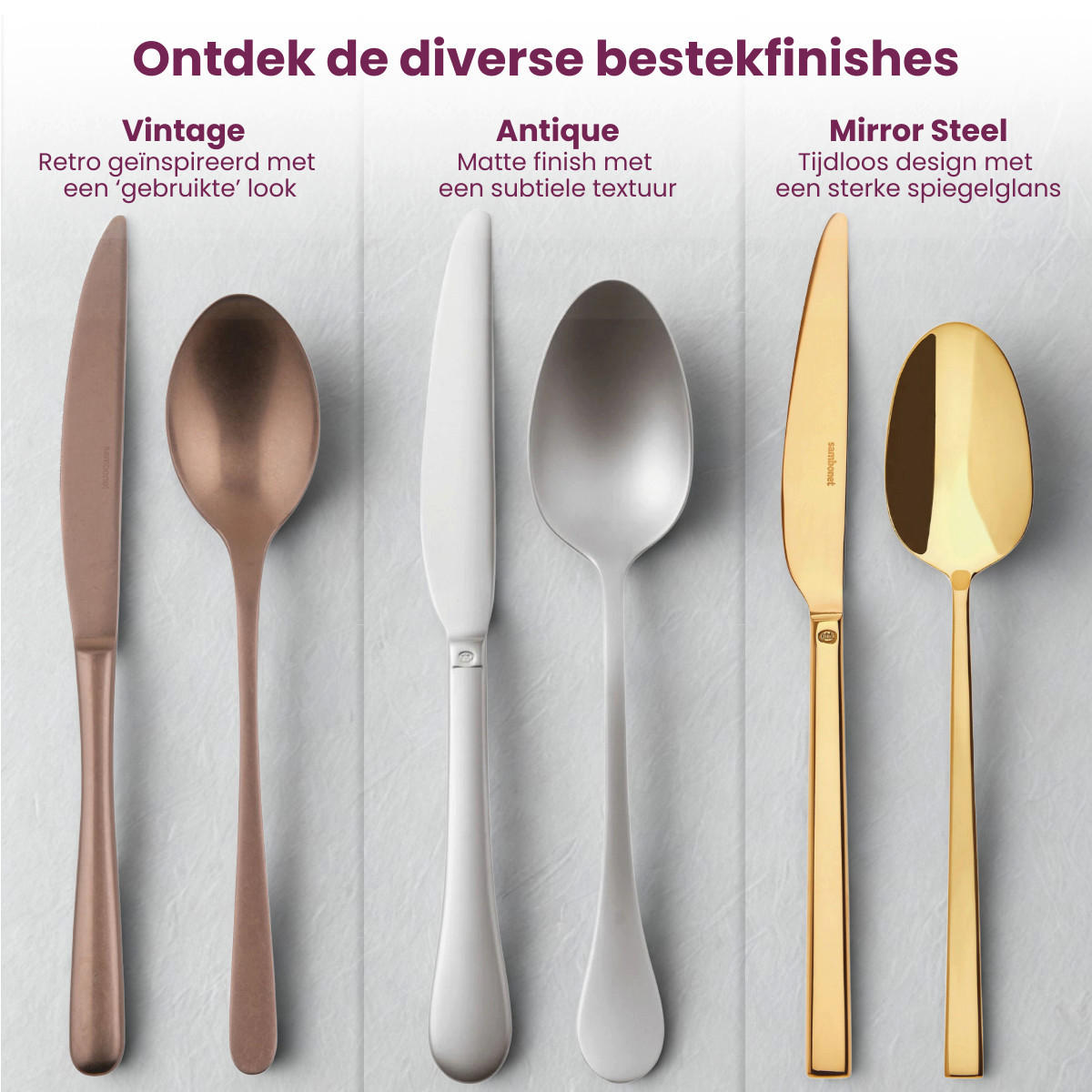 BESTECKSET Rock - Gold - 36-teilig / 6 Personen - Goldfarben, Metall - Sambonet