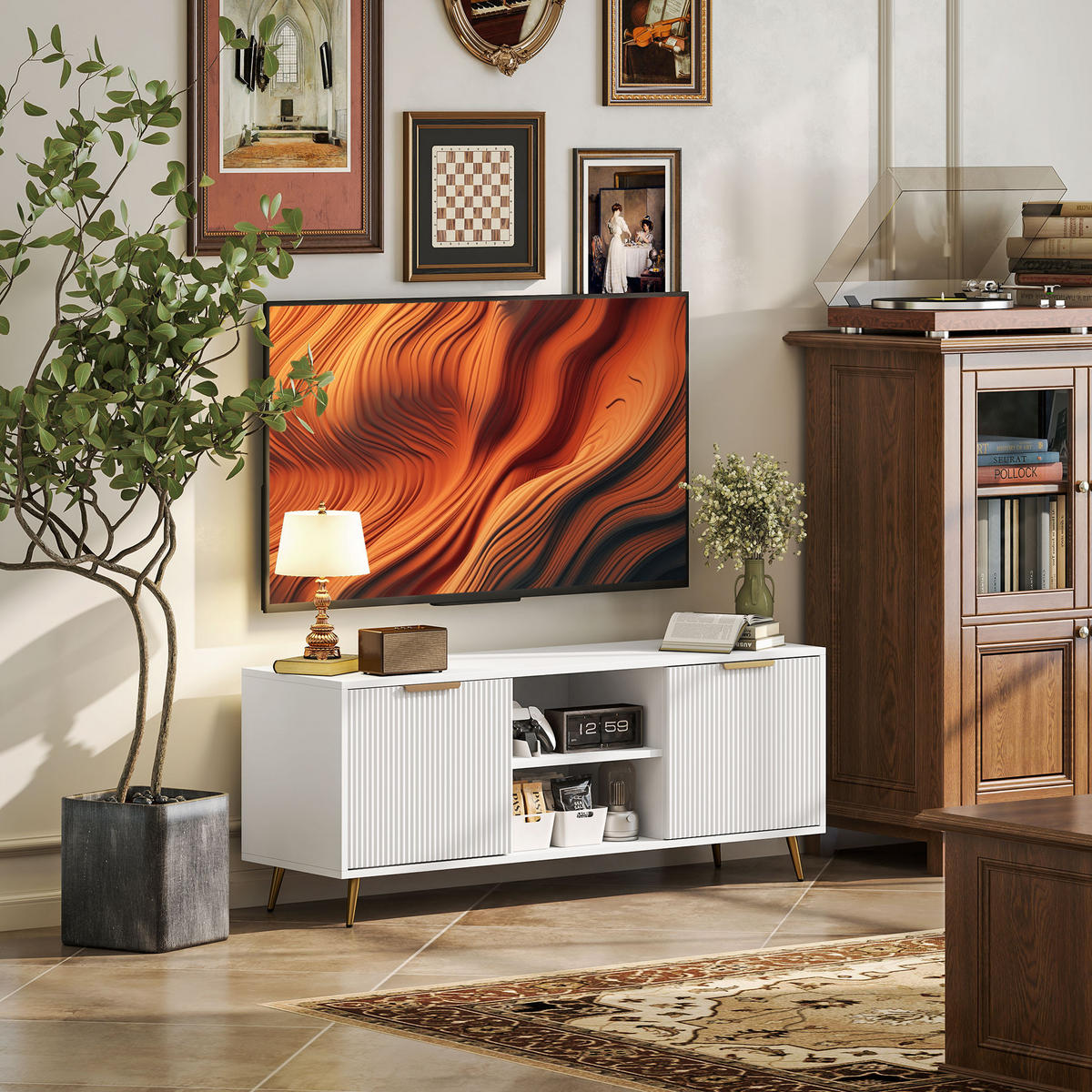 TV-MÖBEL Weiß 1 Stück - Weiß, Holzwerkstoff (120/48/35cm) - GiPP