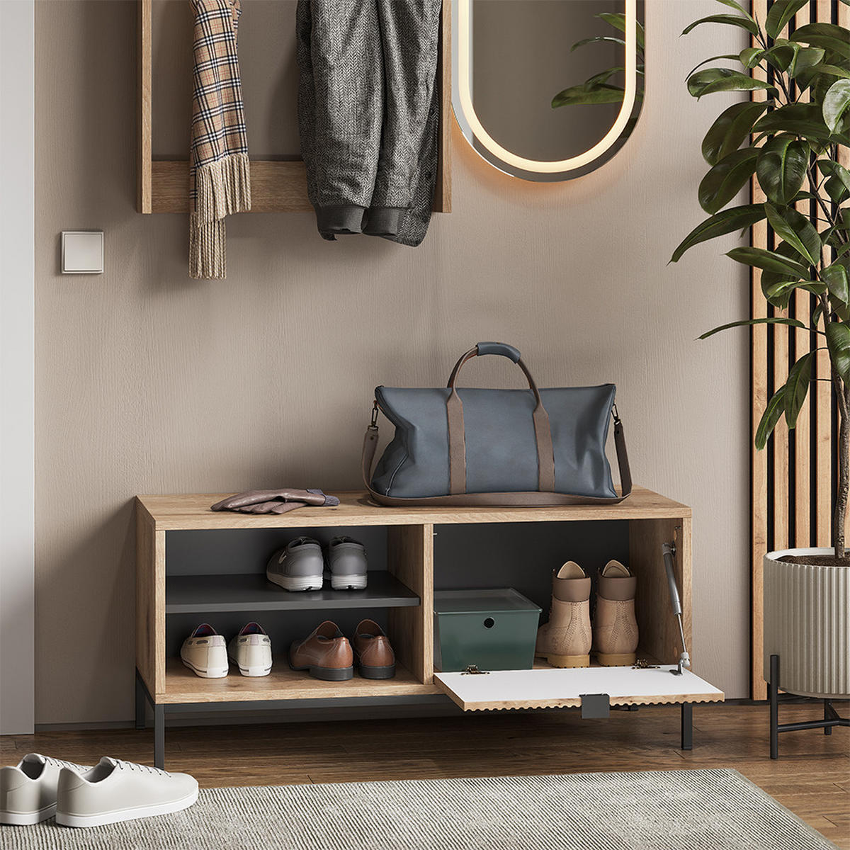 GARDEROBE Eliza Viking Oak 100 x 45 cm Set, 3 Teile - Eichefarben, Holzwerkstoff (100/45/40cm) - Vicco