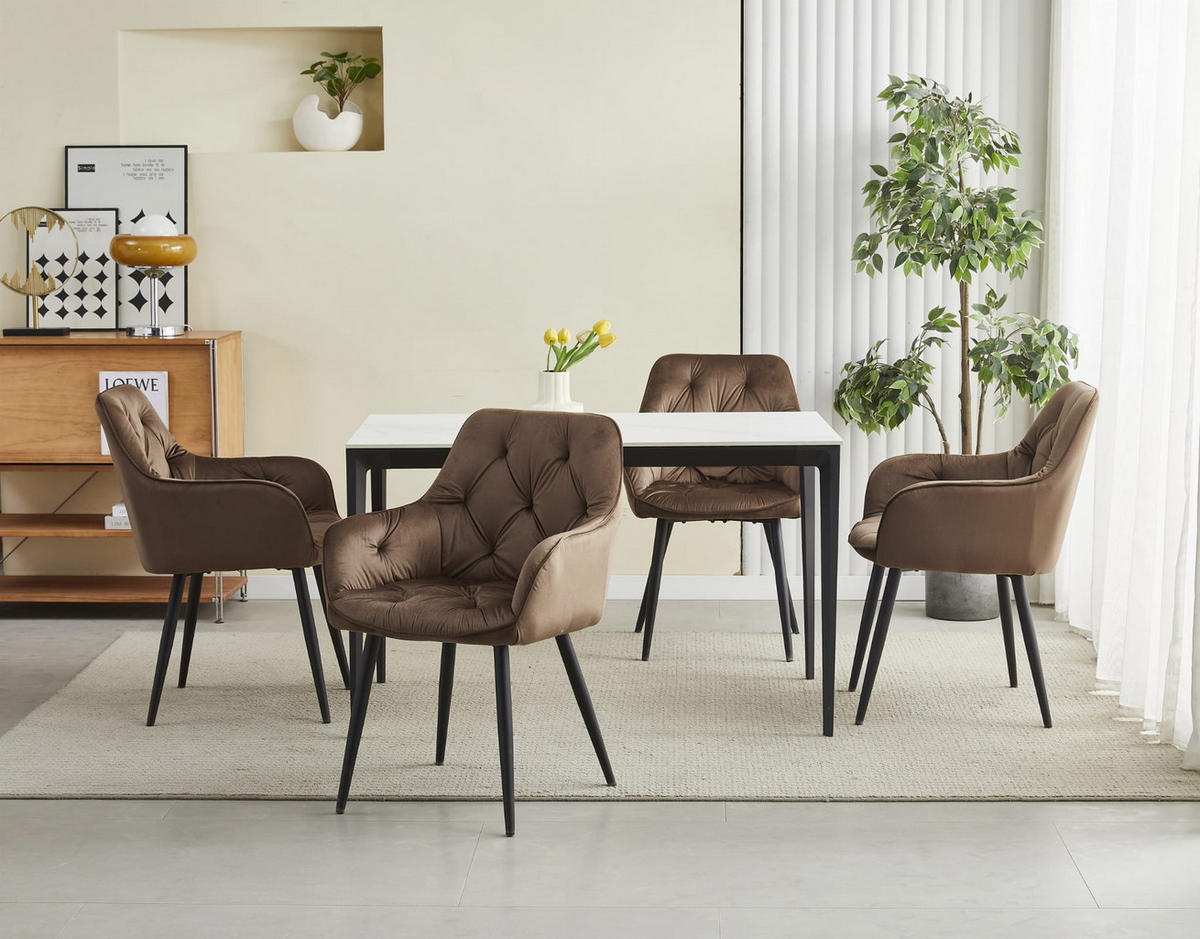 ESSZIMMERSTUHL LUKK brauner Sitz, schwarze Beine - Schwarz/Braun, Textil (56/83.5/62cm) - Valora