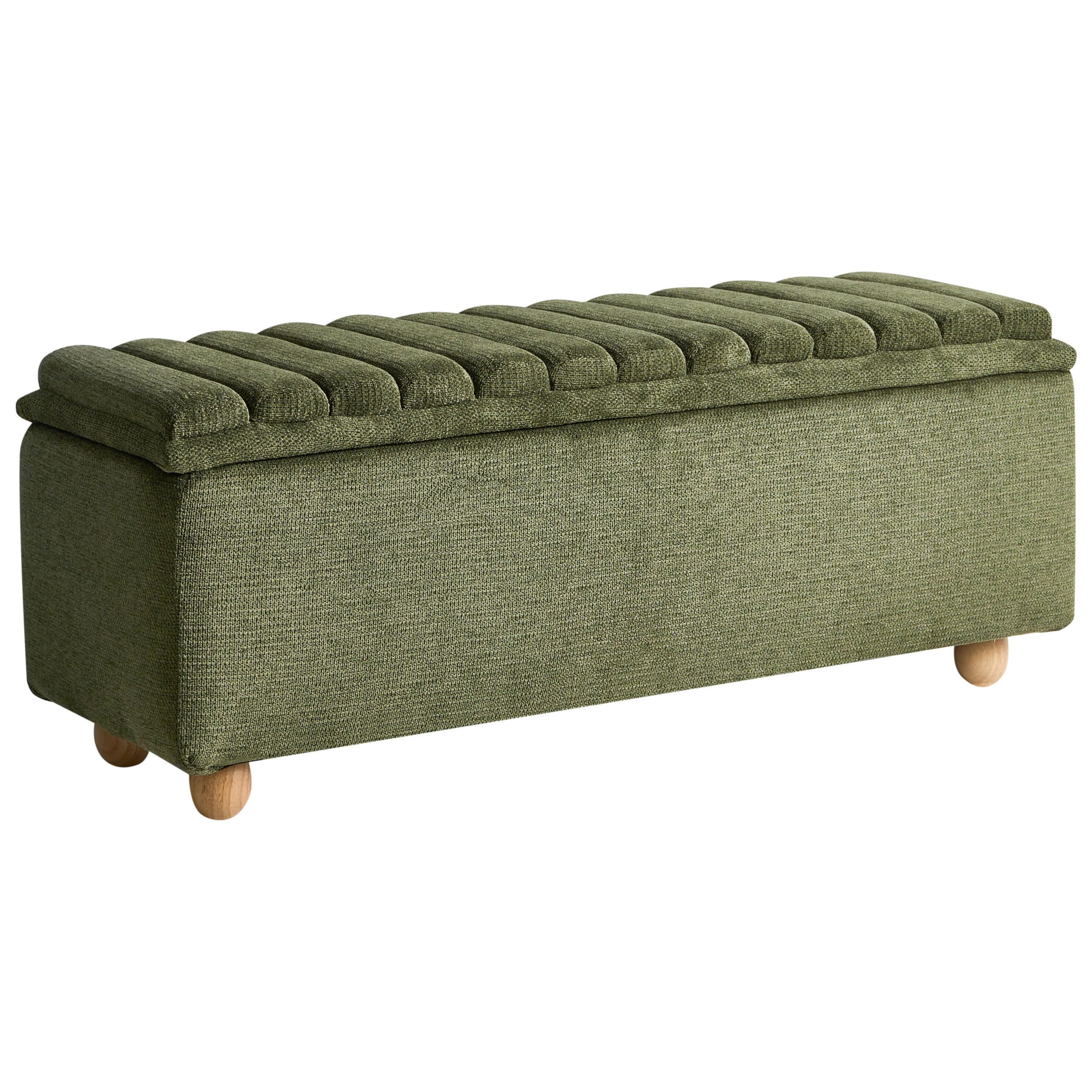 POLSTERBANK mit Stauraum Stoff Grün Salida - Braun/Grün, Holz/Textil (115/54/39cm) - Beliani