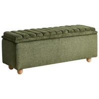 POLSTERBANK mit Stauraum Stoff Grün Salida - Braun/Grün, Holz/Textil (115/54/39cm) - Beliani