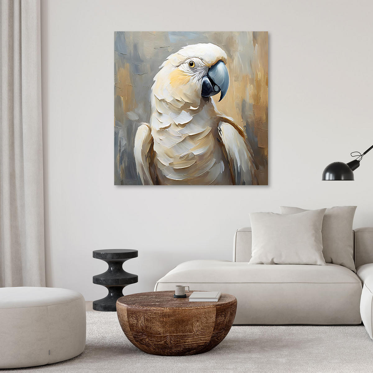 LEINWANDBILD Öl Papagei - Beige, Textil (40/40cm) - Feeby