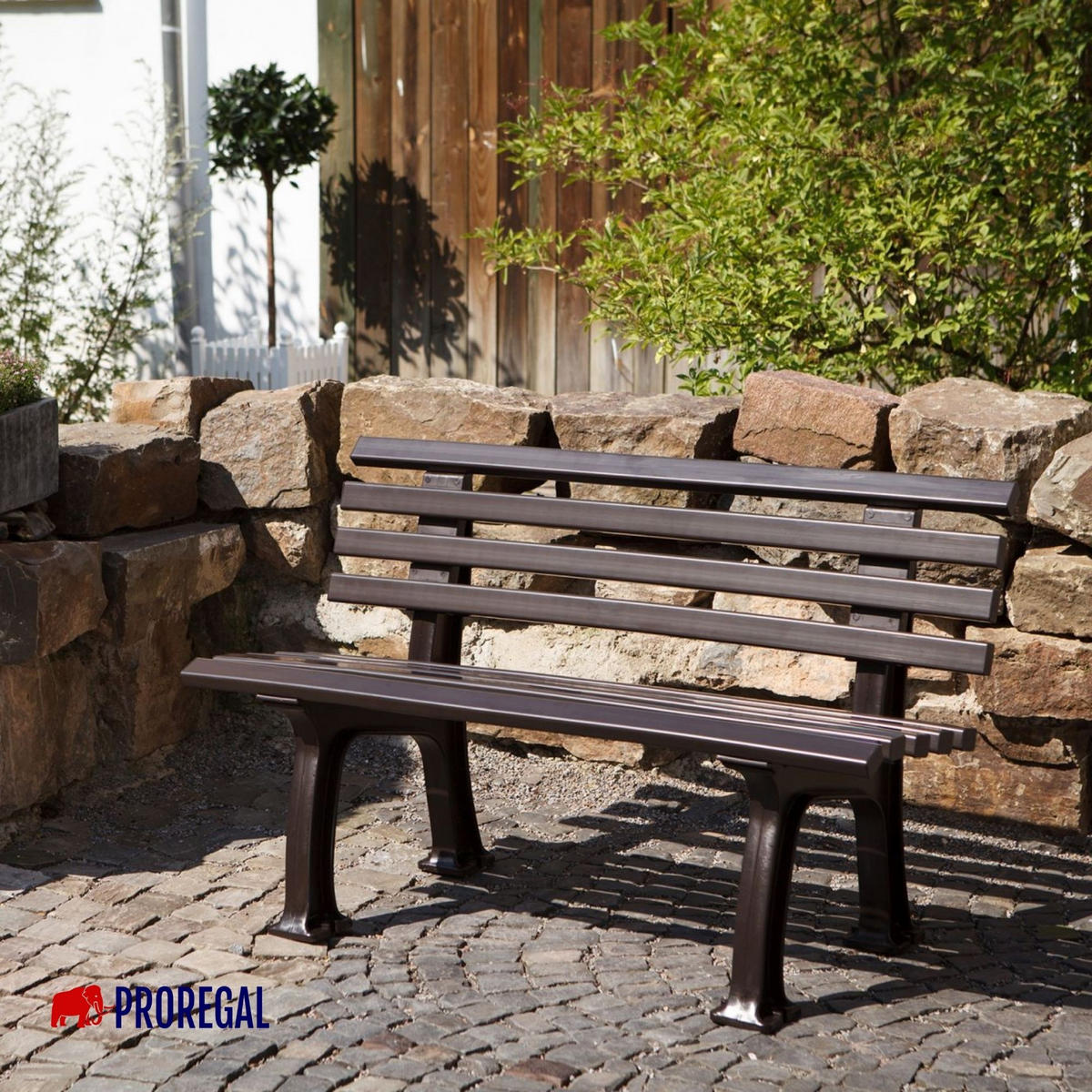 GARTENBANK Antigua 2 Sitzer Braun 74 x 120 x 54 cm Witterungskunststoff & UV Beständiger Kunststoff - Braun, Kunststoff (120/74/54cm) - PROREGAL