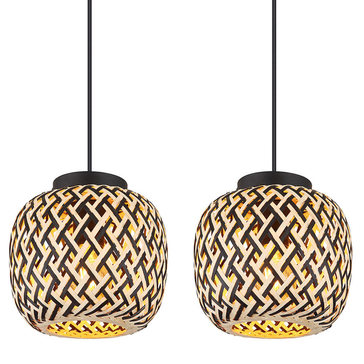 LED HÄNGELEUCHTE Metall Braun Bambus 4-flammig - Braun, Metall (100/20/120cm) - Globo Lighting