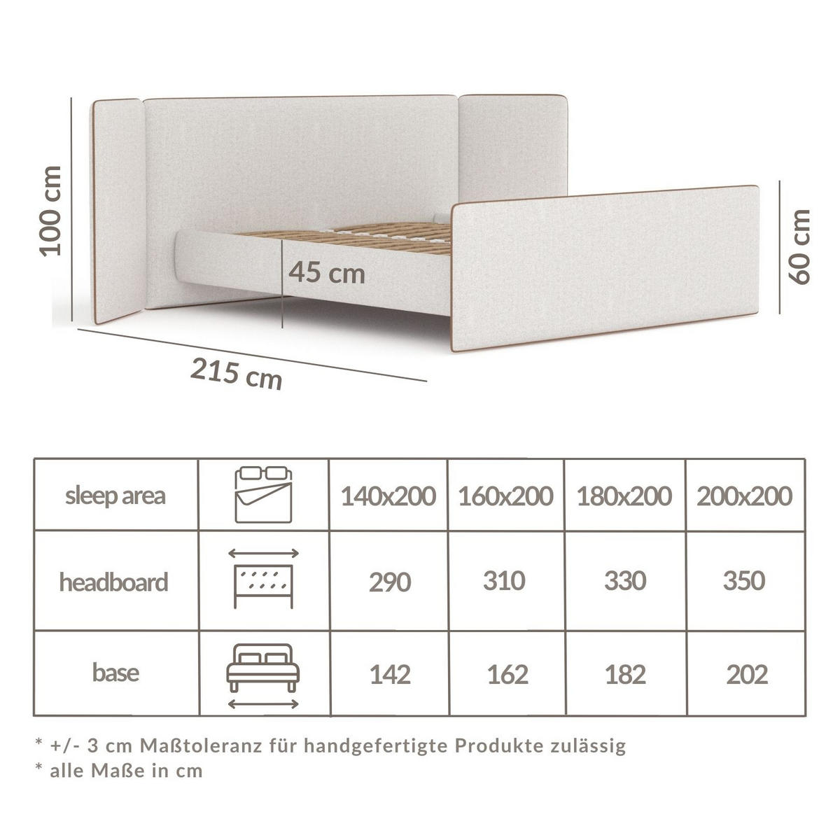 POLSTERBETT Tokyo Hellgrau 160/200 cm - Hellgrau/Naturfarben, Holz/Holzwerkstoff (160/200cm) - Maison de Reve