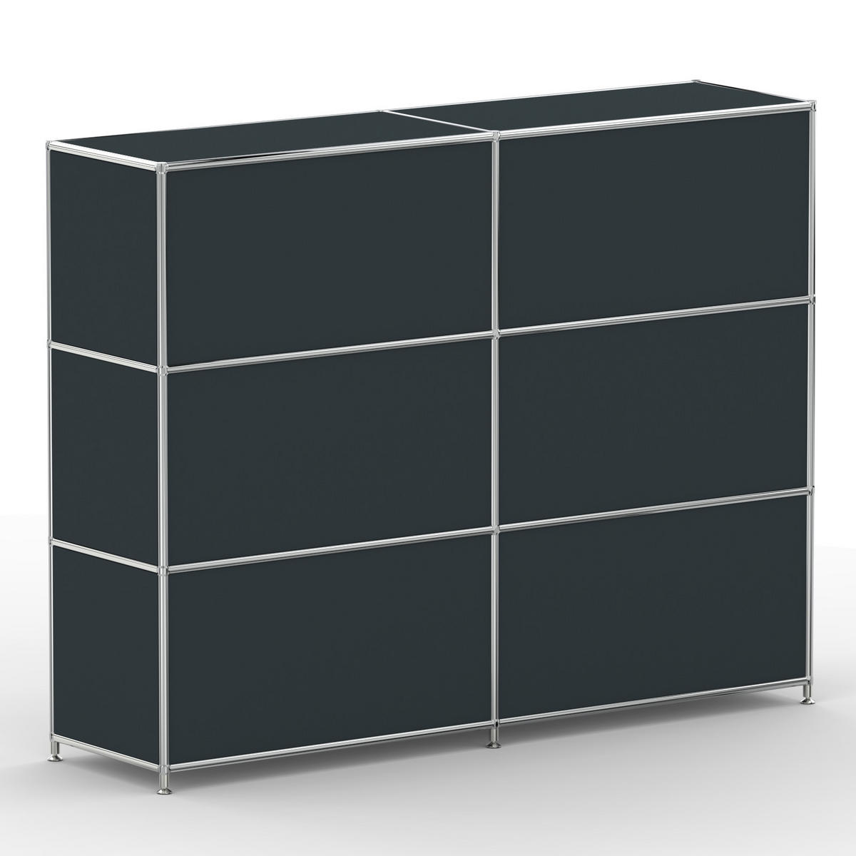 AKTENSCHRANK Büro, 6 offene Fächer, Breite 152 cm, Anthrazitgrau - Chromfarben/Grau, Metall (40/118/152.2cm) - Versee