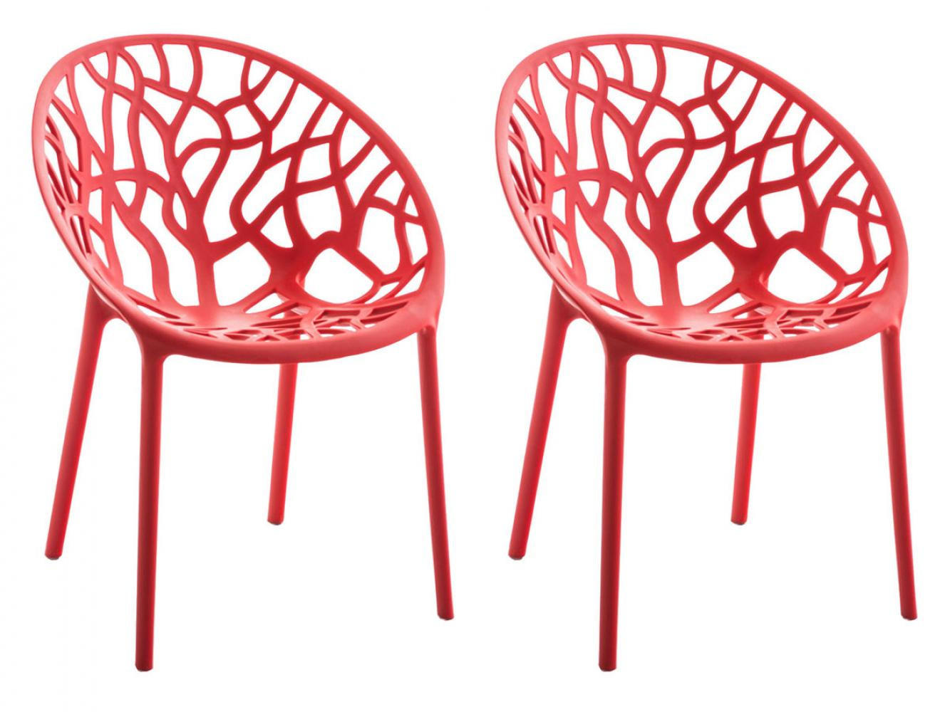 GARTENSTUHL 2er Set Kunststoff rot - Rot, Kunststoff (59/80/60cm) - CLP