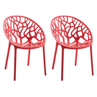 GARTENSTUHL 2er Set Kunststoff rot - Rot, Kunststoff (59/80/60cm) - CLP