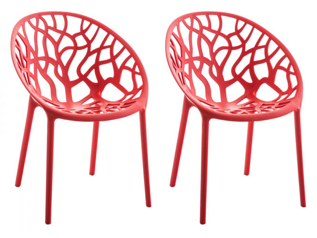 GARTENSTUHL 2er Set Kunststoff rot - Rot, Kunststoff (59/80/60cm) - CLP