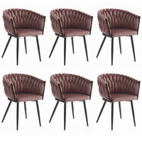 STUHL ARONA 6-er Set, Rosa, Schwarz, Schwarze metallische Beine - Rosa, Textil/Metall (61/79/55cm) - Komodee