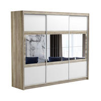 SCHWEBETÜRENSCHRANK POPPY 250/215/61 cm 3-türig mit Spiegel Eichefarben - Eichefarben/Weiß, Holzwerkstoff (250/215/61cm) - MASSENO