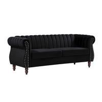 CHESTERFIELD-SOFA - 3-Sitzer - Samt - Schwarz - TRUMBO - Schwarz, Textil (78/77/195cm) - Vente-Unique