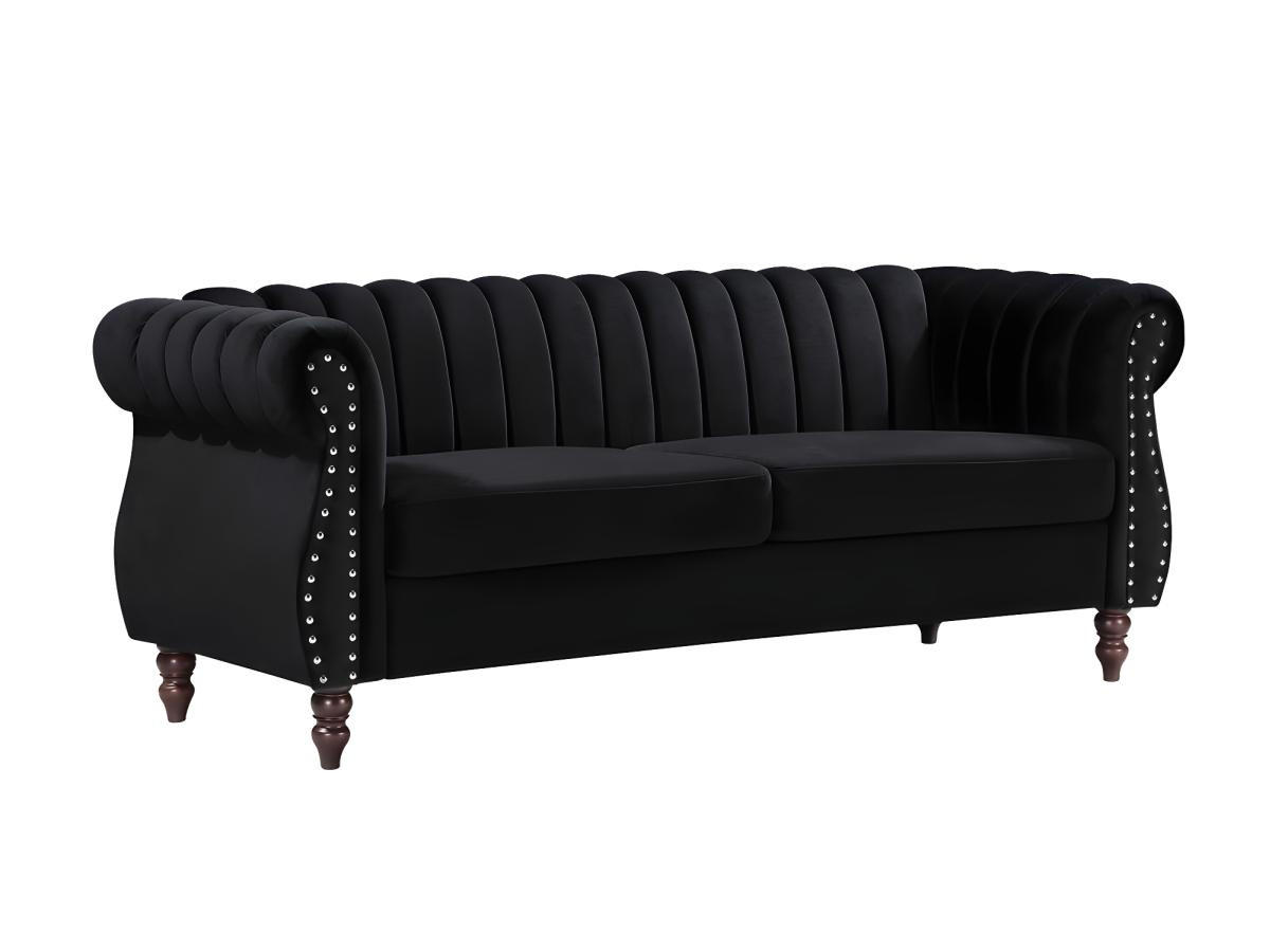 CHESTERFIELD-SOFA - 3-Sitzer - Samt - Schwarz - TRUMBO - Schwarz, Textil (78/77/195cm) - Vente-Unique