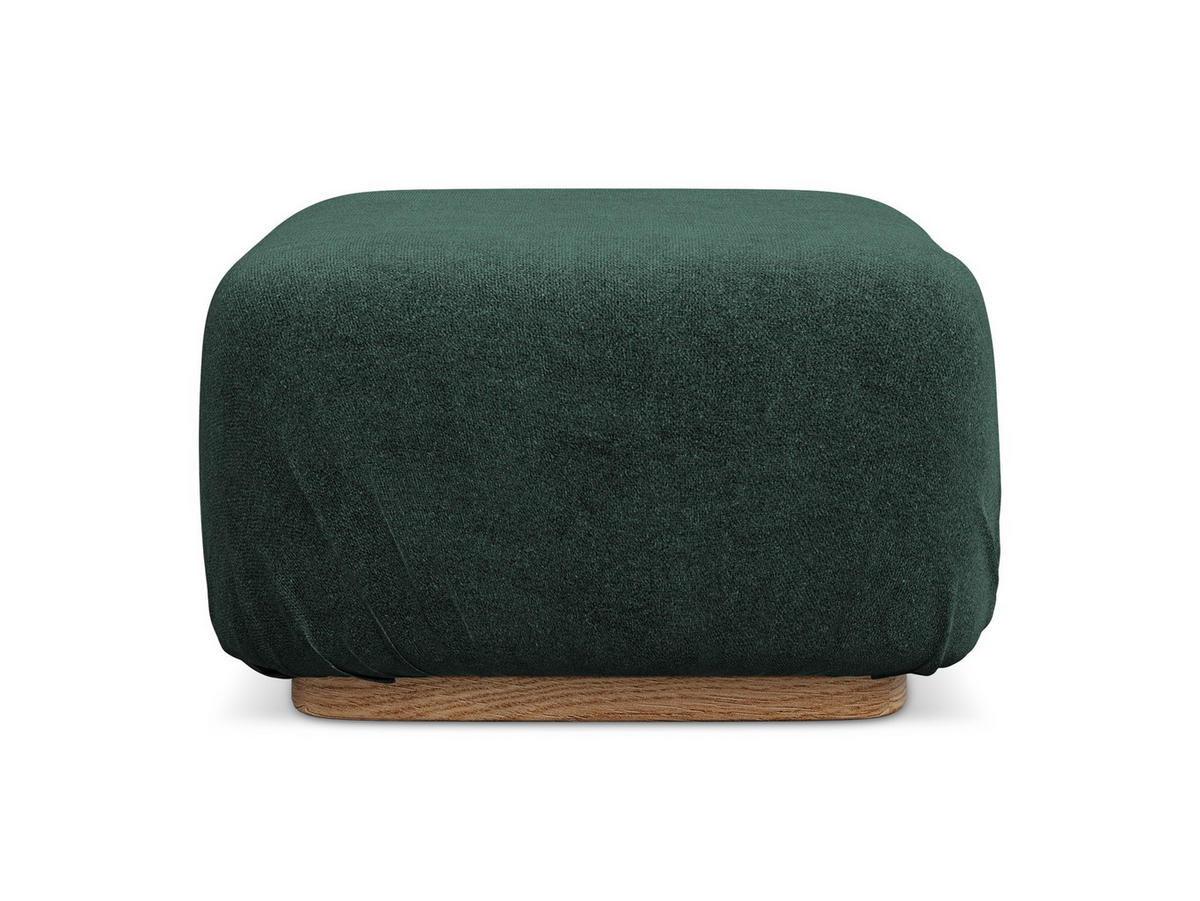 POUF Bouclé Stoff Grün - Dunkelgrün/Braun, Holz/Textil (83/95/41cm) - Makamii