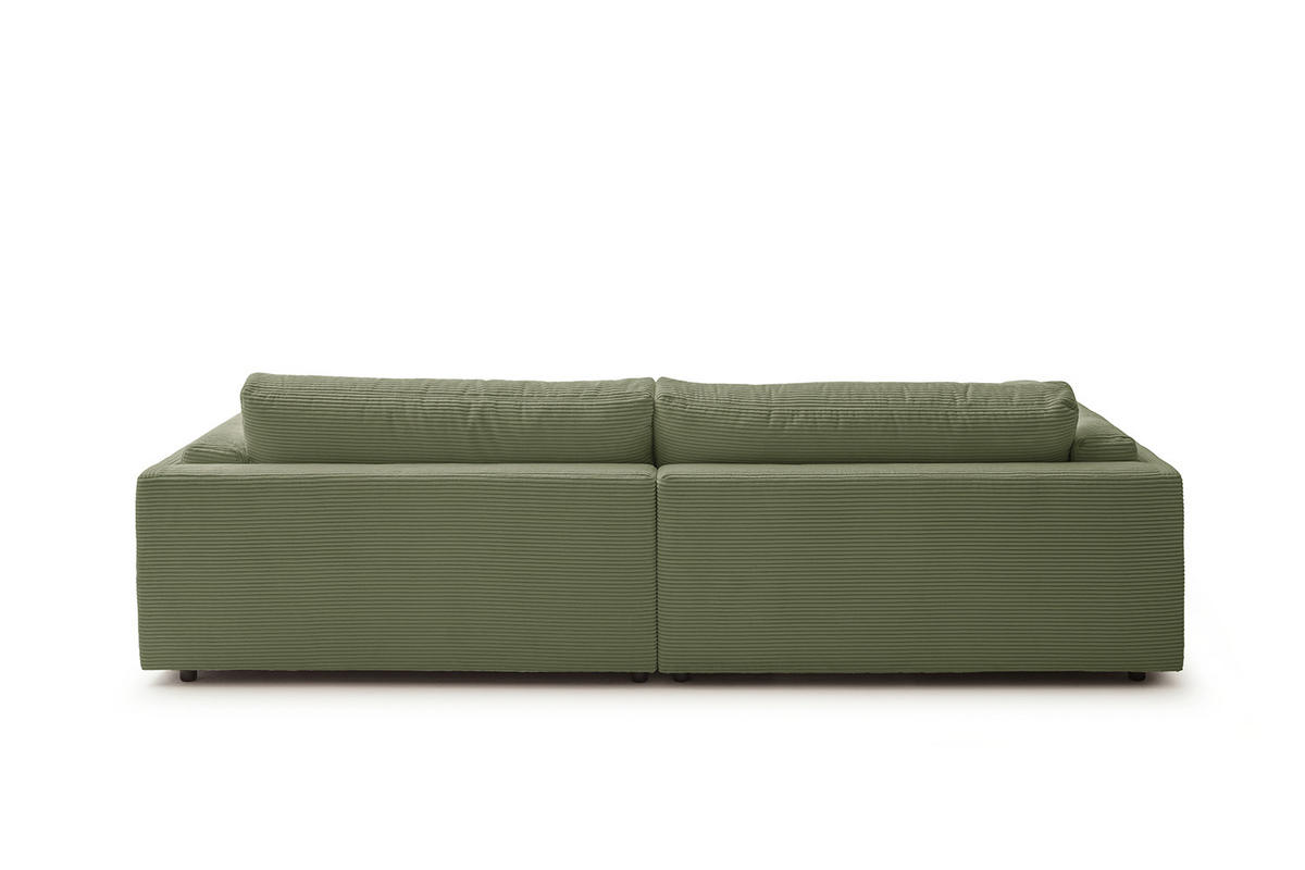 BIG SOFA RAINA Grün Cord - Schwarz/Olivgrün, Kunststoff/Textil (294/85/150cm) - KAWOLA