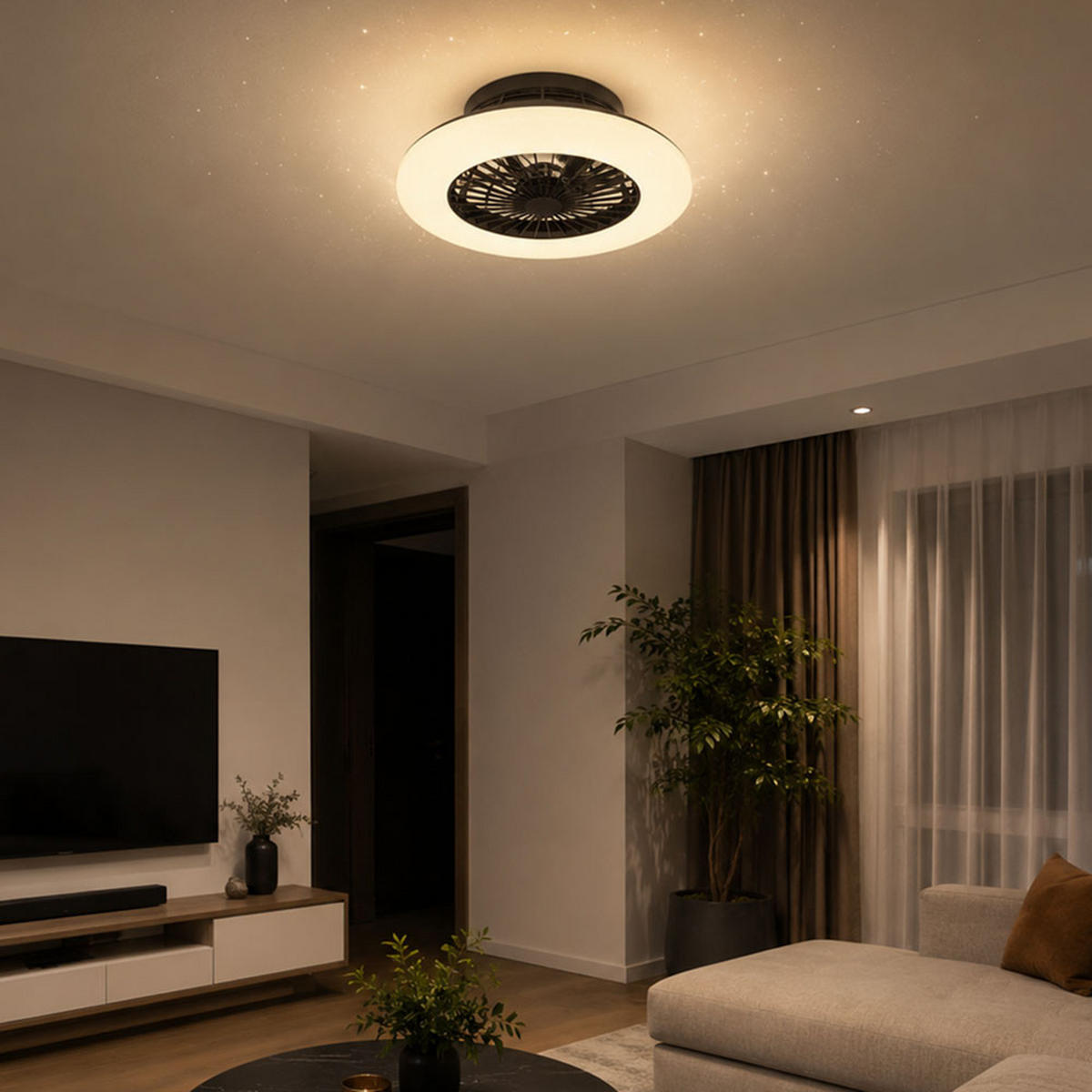 LED DECKENLEUCHTE Deckenventilator Weiß - Weiß, Metall (50/50/17.5cm) - Globo Lighting