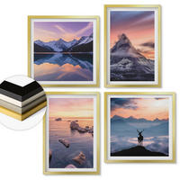 WANDBILDER 4er Set - 50x50 cm & 40x60 cm Goldrahmen - Landschaften Berge Seen jelen - Goldfarben, Kunststoff (50/50cm) - ArtPrintCave