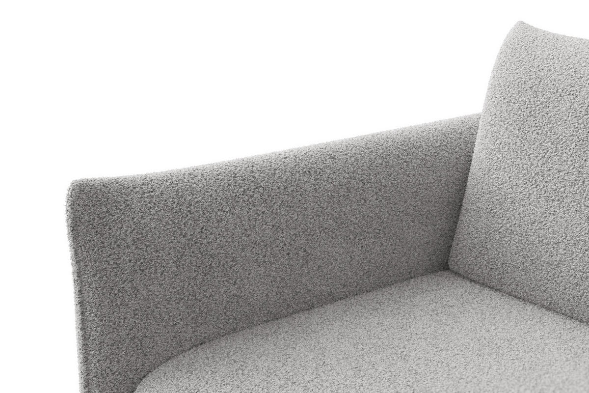 SOFA TAUER 3-Sitzer, Bouclé-Stoff hellgrau - Hellgrau/Schwarz, Holz/Textil (206/84/112cm) - Courtois Laville