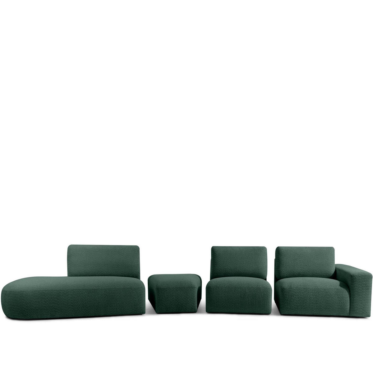 5-SITZER ECKSOFA ZUCCO Boucle links, Grün - Grün, Textil (430/84/105cm) - KONSIMO®