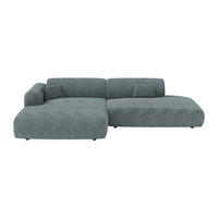 SOFA - 5 Personen - samt - blau Pogni - Blau, Textil (300/73/160cm) - Vente-Unique