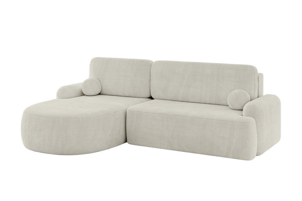 ECKSOFA mit Schlaffunktion und Bettkasten LIRA-L - 264x172x89 Hellgrau - Hellgrau, Holzwerkstoff/Textil (264/172cm) - ALTDECOR