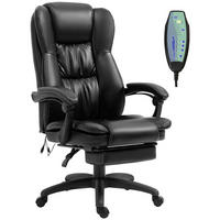 VERSTELLBARER Drehstuhl mit Fußstütze, Kopfstütze, Massagefunktion, Schwarz - Schwarz, Kunststoff (68.5/121/68.5cm) - Vinsetto
