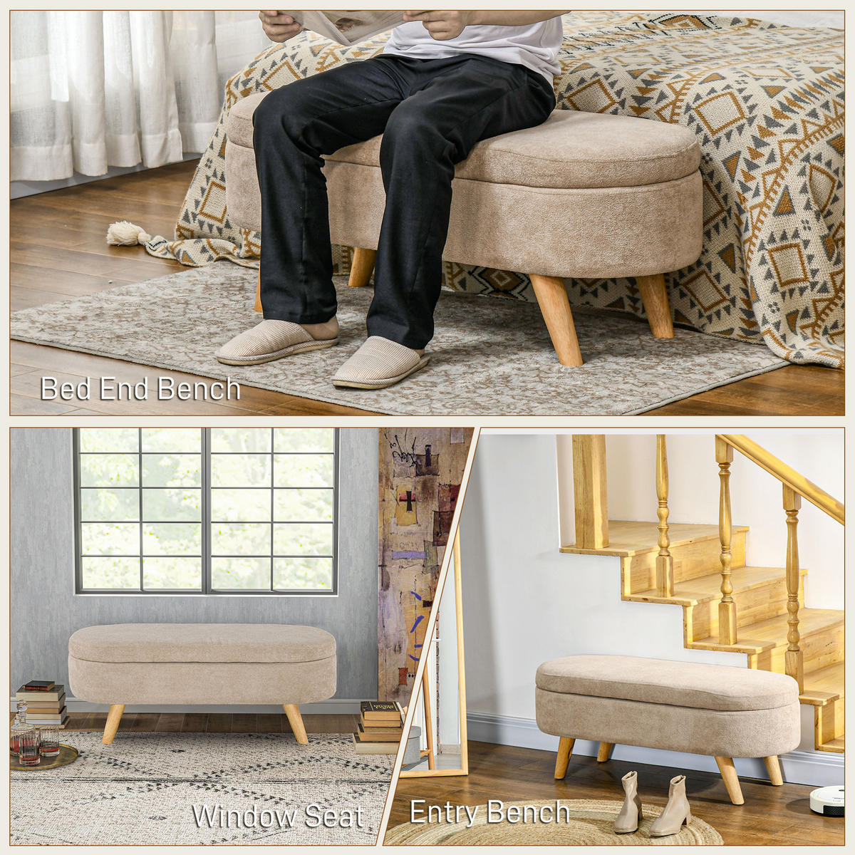 SITZBÄNKE Beige 1 Stück - Beige, Kunststoff (110/43/40cm) - GiPP