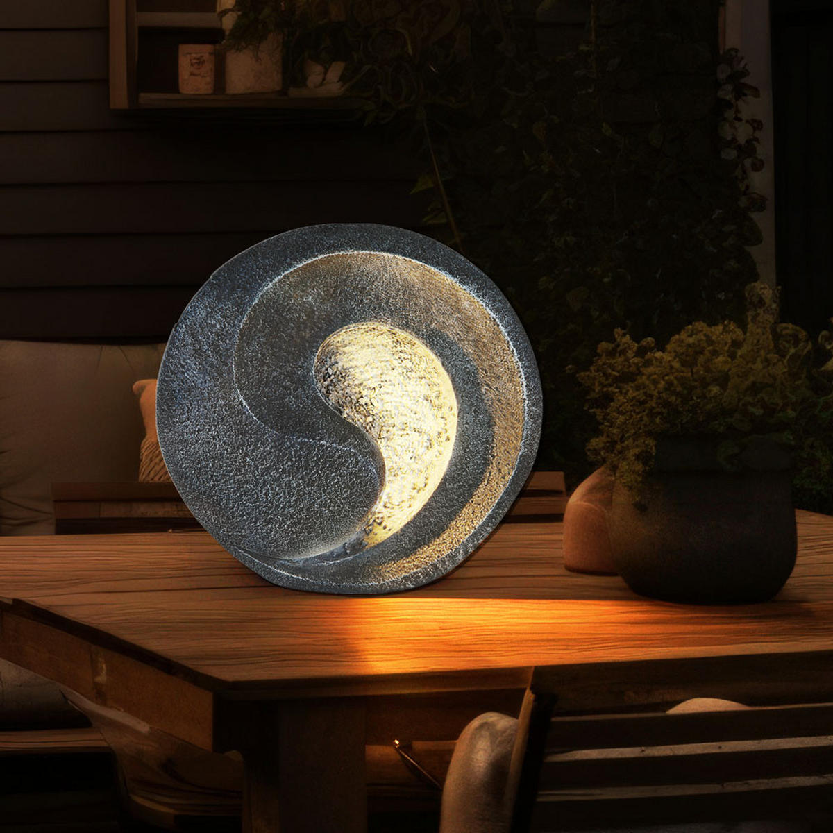 LED AUSSENLEUCHTE Solarleuchte Skulptur Grau - Grau, Kunststoff (29.5/11/29cm) - Globo Lighting