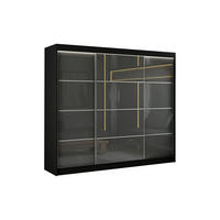 SCHIEBETÜRENSCHRANK TIPI III - Schwarz/Grau, Holzwerkstoff (250/215/61cm) - Meblini