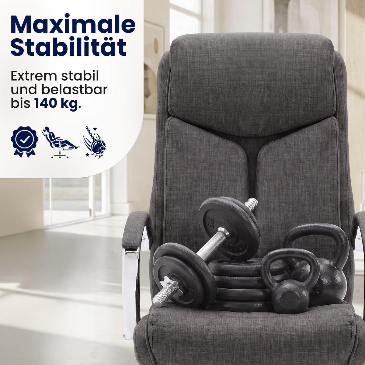 DREHSTUHL Stoff Dunkelgrau - Chromfarben/Dunkelgrau, Textil/Metall (65/115/73cm) - CLP