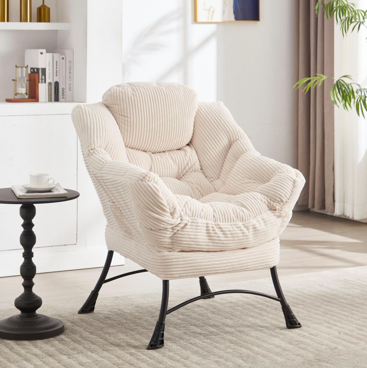 SESSEL 69.9/95/64 cm Weiß aus Stahl mit Hocker - Weiß, Textil (69.9/95/64cm) - OKMYHOME